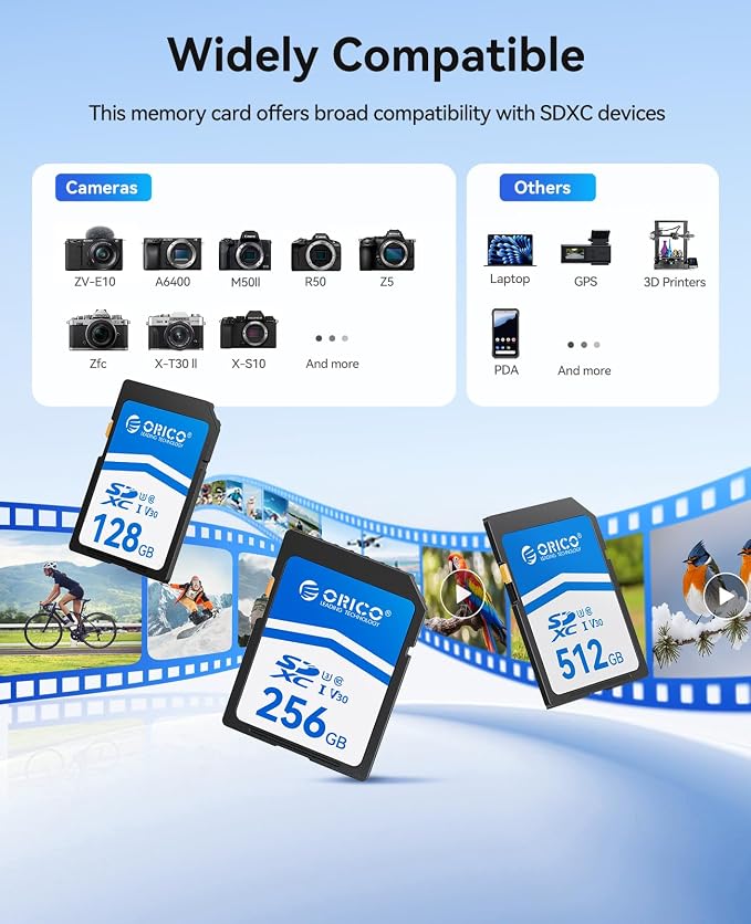 ORICO 64GB SDXC UHS-I Memory Card, 4K Full HD, 4K Video SD Card