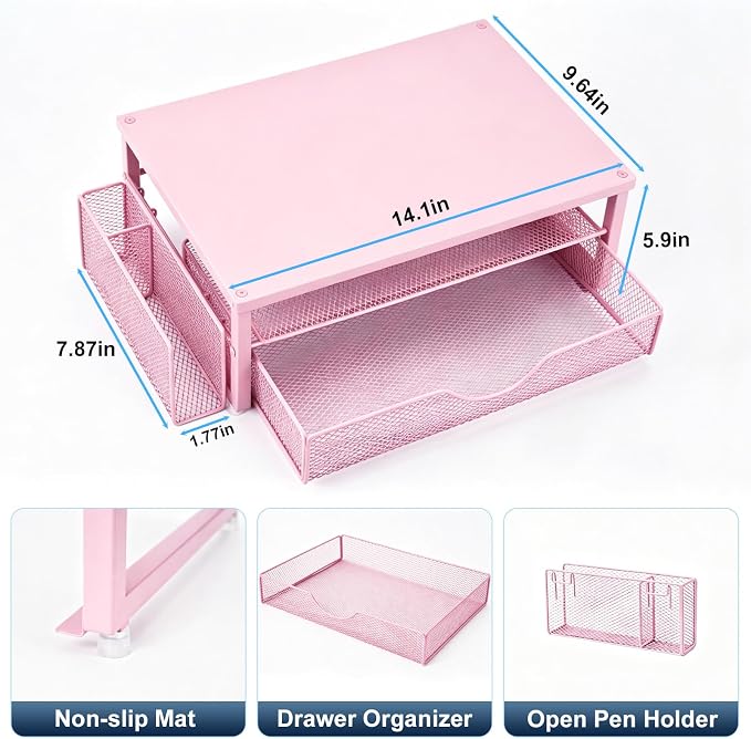 Spacrea Desk Organizer and Accessories, Computer Monitor Stand Riser