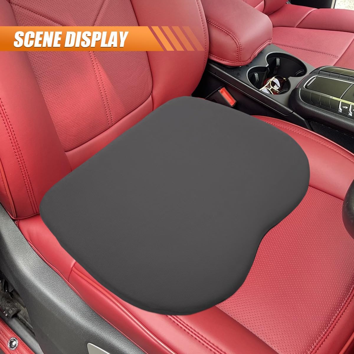 2 in 1 Wedge Car Cushion and Lumbar Support Pillow for Driving, Memory Foam Automotive Seat Booster Cushion, Non-Slip Vehicle Seat Pad for Car, Home, Office(Gray)