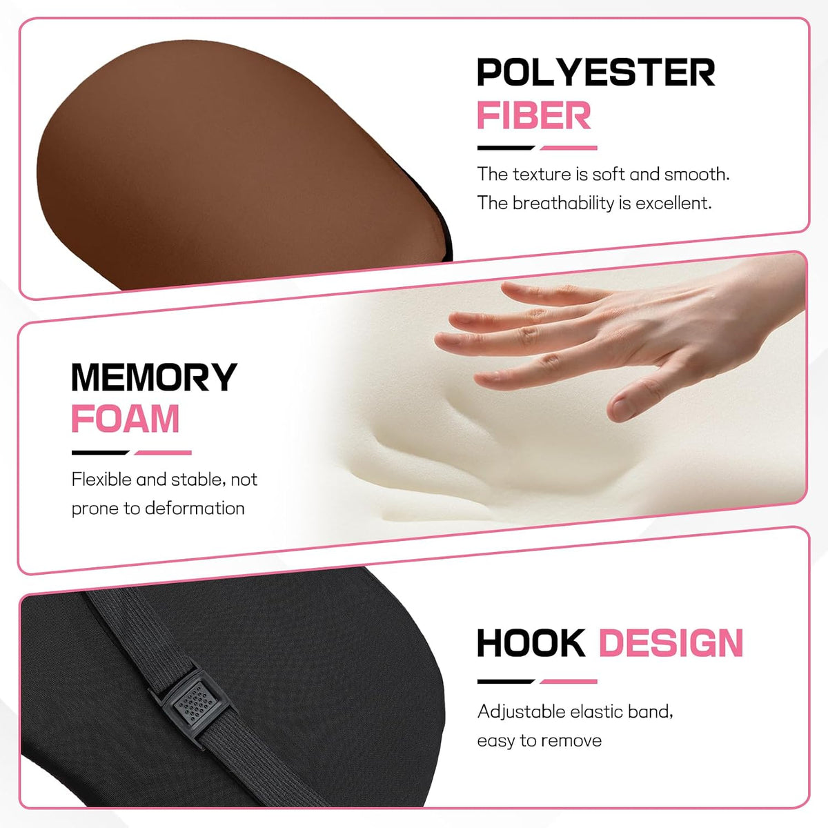 2PCS Car Neck Pillow and Lumbar Support Pillow Set, Ergonomic Memory Foam Back & Neck Support Pillows for Car Seat, Office Chair, Driver Head & Back Cushion and Pain Relief (Coffee)