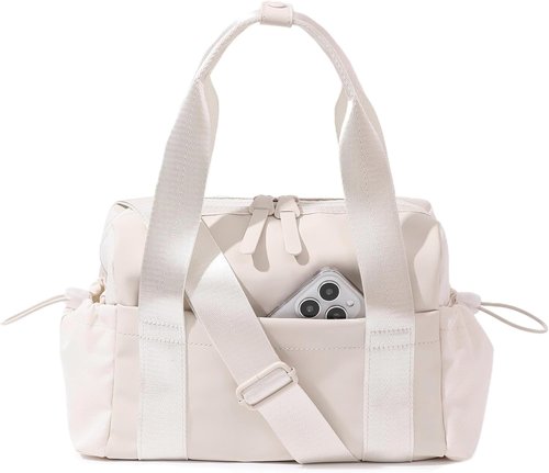 Bucosd Mini Crossbody Gym Bag - Stylish Duffle with Wet Compartment for Women | Ideal for Travel & Workouts (Beige)