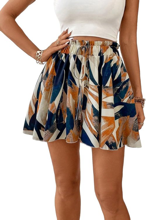 BEAUDRM Women's High-Waisted Flowy Summer Shorts - Casual & Dressy Beach Vacation Wear