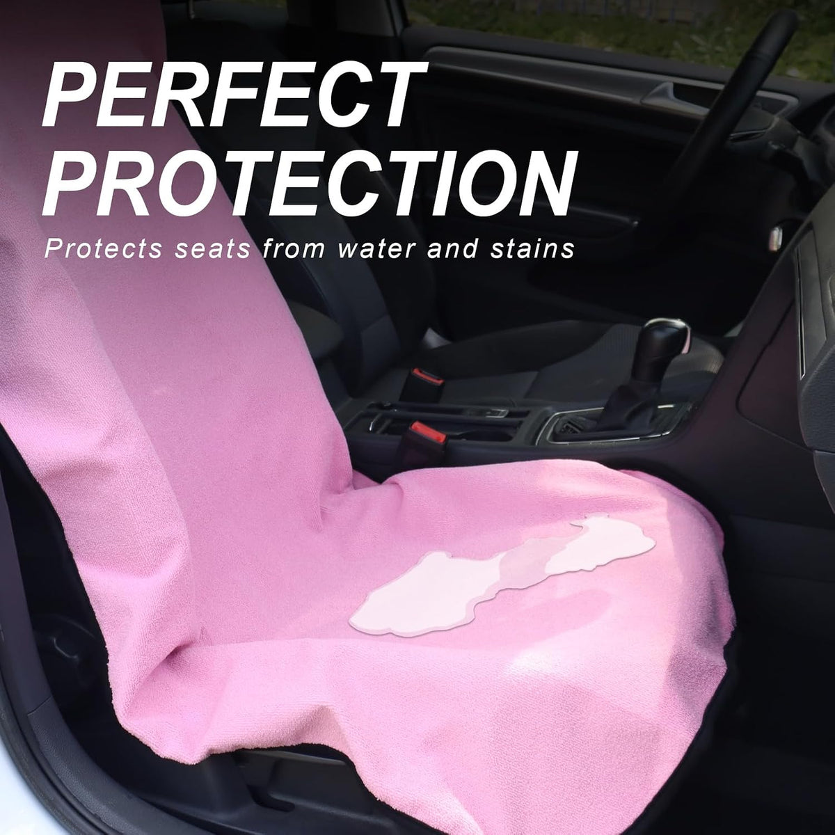 Sweat Towel Car Seat Cover Protector Front Seats for Gym Workout, Running, Swimming, Beach and Hiking, Waterproof Universal Seat Cover for Car, Trucks, Van & SUV (1, Pure Pink, Front)