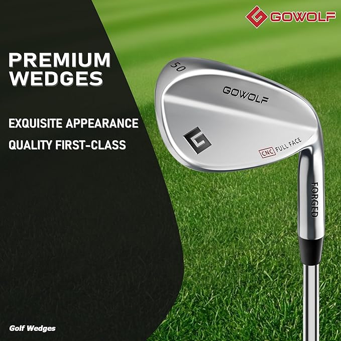 Gowolf Forged Golf Wedges 50/52/54/56/58/60/69 Degree Single or Sets for Men, Right Hand Premium Full Face Gap Wedge Sand Wedge Lob Wedge Golf Club, Great Golf Gifts - CNC Milled Face for More Spin