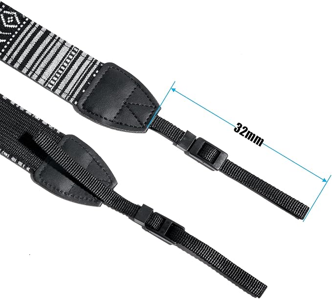 Camera Strap Canvas BlackWhite Shoulder Strap