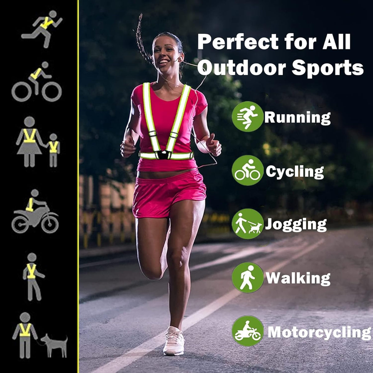 Reflective Running Gear - High Visibility Reflective Vest, Armband & Belt Set for Night Safety | Unisex