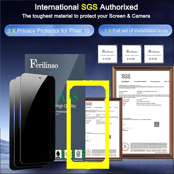 Ferilinso 3 Pack Privacy Screen Protector