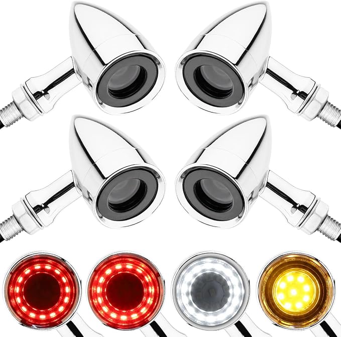 TSUNG Universal Motorcycle LED Turn Signals Lights Small Bullet Front Rear