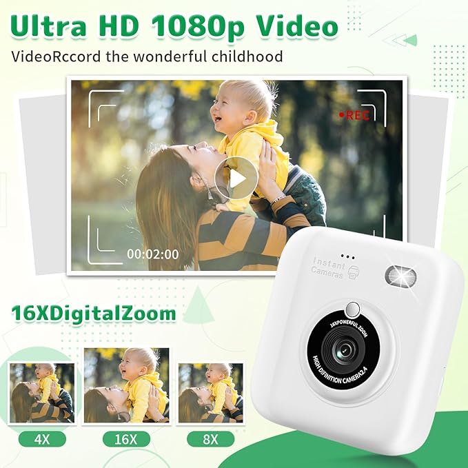 Instant Print Camera for Kids, Christmas Birthday Gifts for Girls Boys