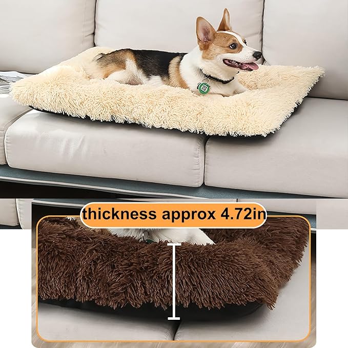 Dog Crate Mat, Dog Bed for Large Dogs, Comfy Fluffy Kennel Pad Anti-Slip for Dog beds & Furniture, Quilted Dog Bed for Pets for Medium/Small Dogs Cats (Color : Apricot, Size : 25x18)