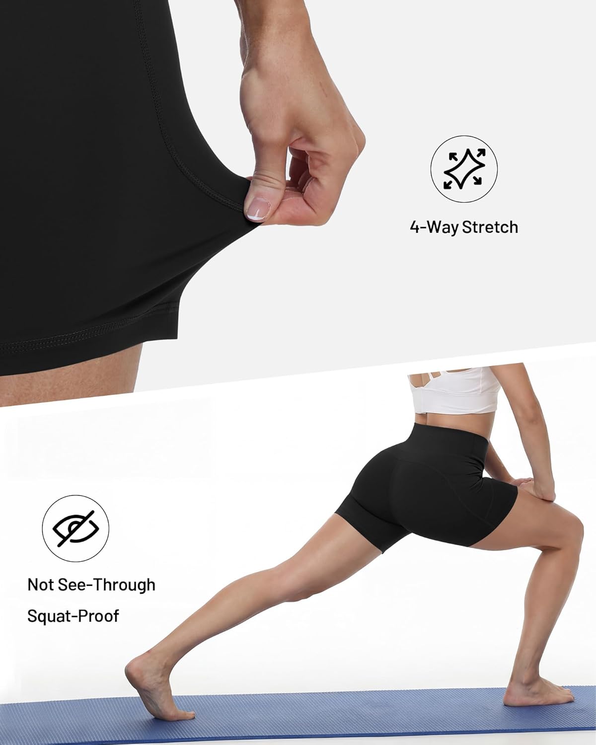 Runhit Women's High Waist Biker Shorts - No Front Seam, Tummy Control, 4"/6"/8" Sizes, Perfect for Yoga & Gym
