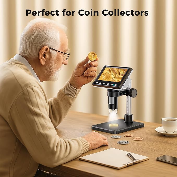 4.3 Inch LCD Digital Coin Microscope, 1000X USB Magnifier