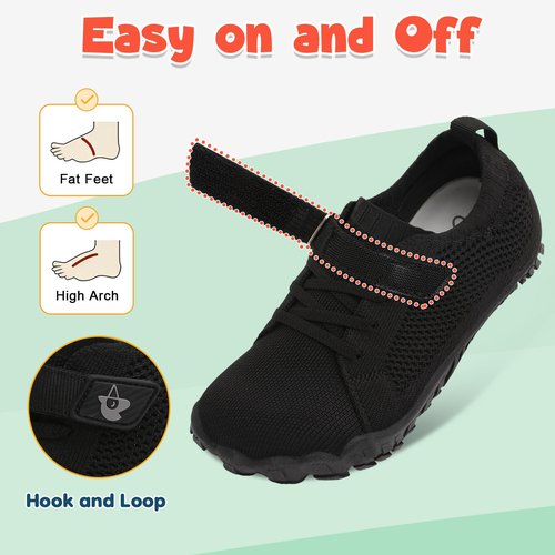 LeIsfIt Kids Girls Boys Shoes Wide Barefoot Shoes Kids Anti-Slip Sneakers Lightweight Hiking Sneakers for Toddler Little Big Kid Black 4 Big Kid
