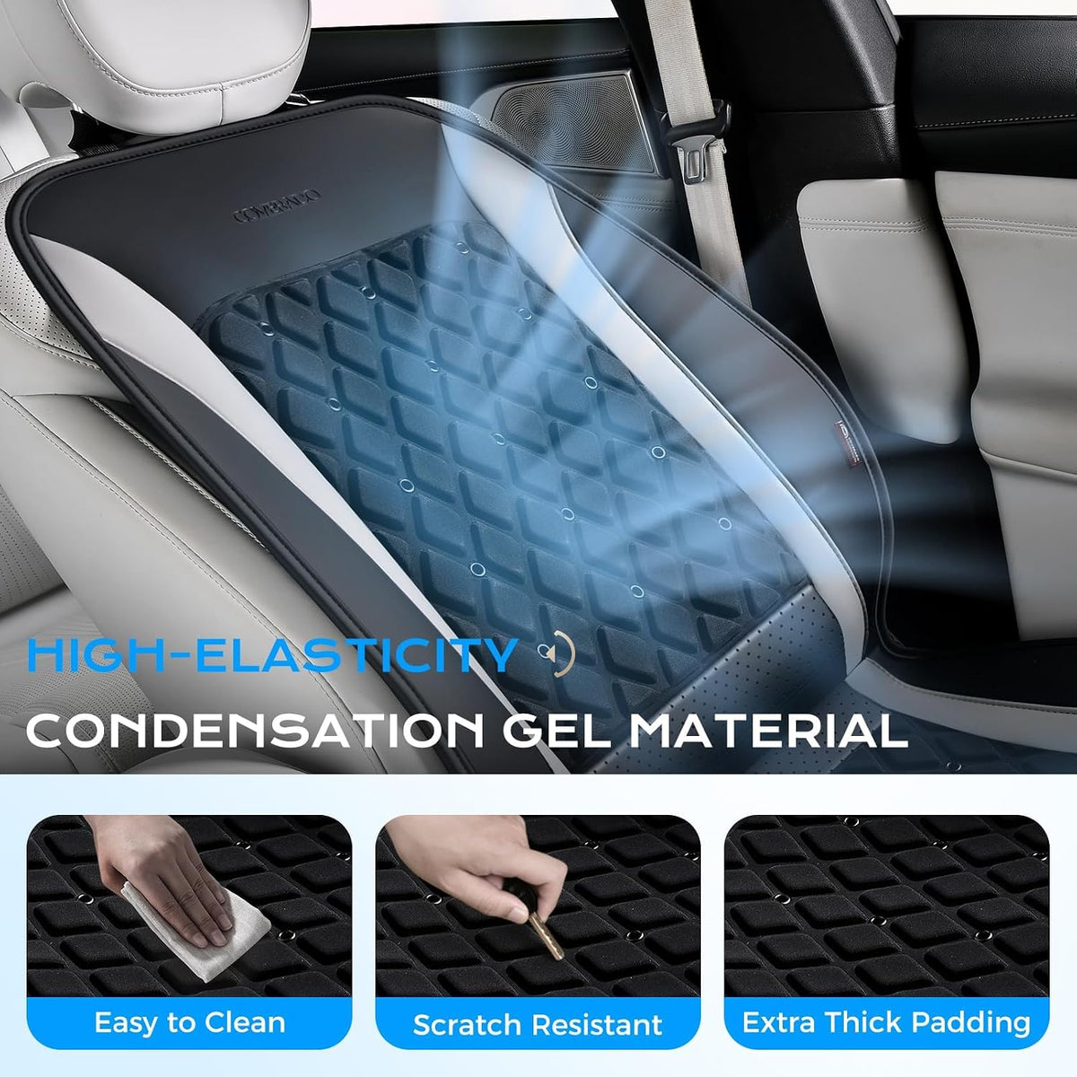 Coverado Upgraded Cooling Car Seat Cushion 8 Turbo Fans Ventilated Cooling Seat Cover 3 Adjustable Wind Speeds Long Lasting Coolness Summer Driving Universal Fit for Car SUV Truck Gray
