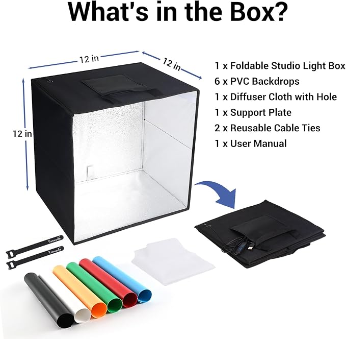Light Box Photography 12x12'', Tabletop Photo Box Booth