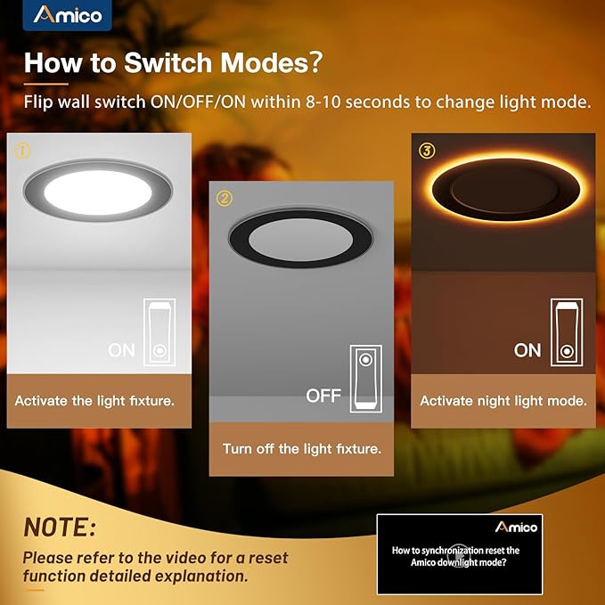 Amico 12 Pack Black 6 Inch 5CCT LED Recessed Ceiling Light
