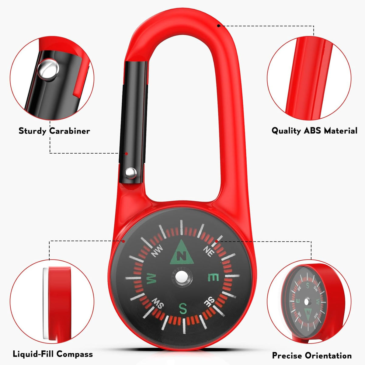 Skiennix Mini Pocket Compass Keychain - Lightweight & Portable for Hiking, Camping, Fishing