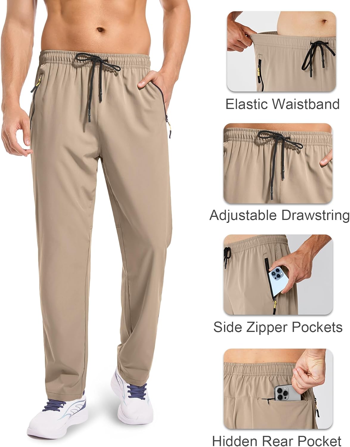 Zoofly Men's Athletic Sweatpants - Breathable Quick-Dry Joggers for Workouts & Hiking