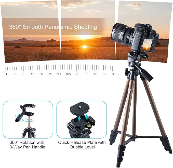 Endurax 60'' Tripod for Camera Canon Nikon DSLR, Camera Phone Tripod