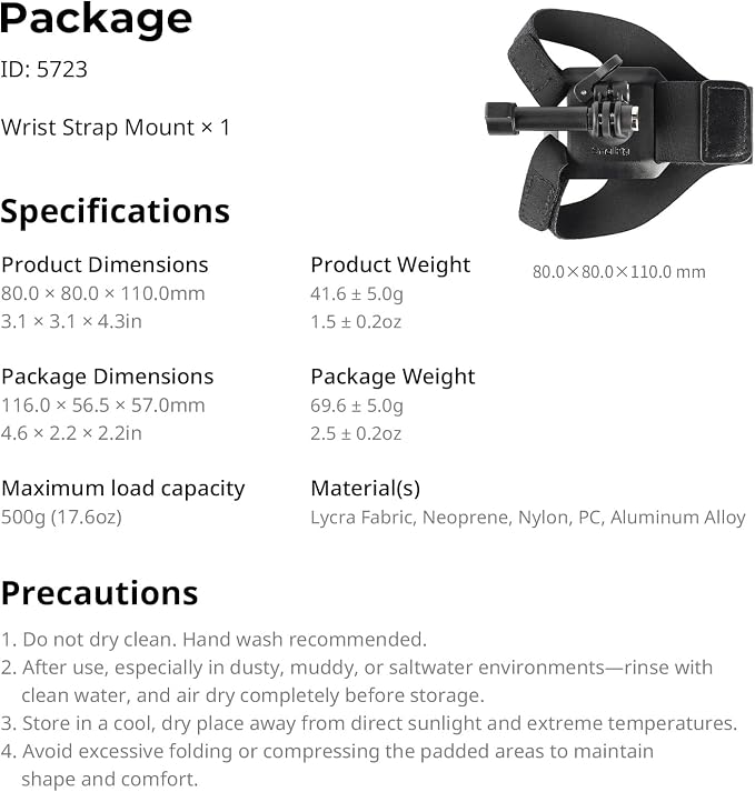 SMALLRIG Wrist Strap Mount for GoPro Hero 13/12/11/10/9 Black, for DJI Osmo