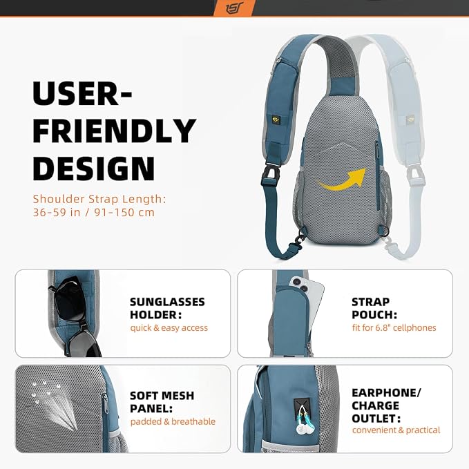 SKYSPER Sling Bag RFID Crossbody Sling Backpack Cross Body Shoulder Bag Travel