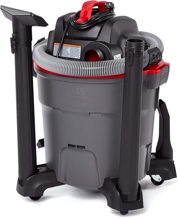 RIDGID 62703 RT1200 NXT 12-Gal. Wet Dry Shop Vacuum with Casters, 5.0 Peak HP Motor, and Pro Locking Hose,Dark Gray and Red