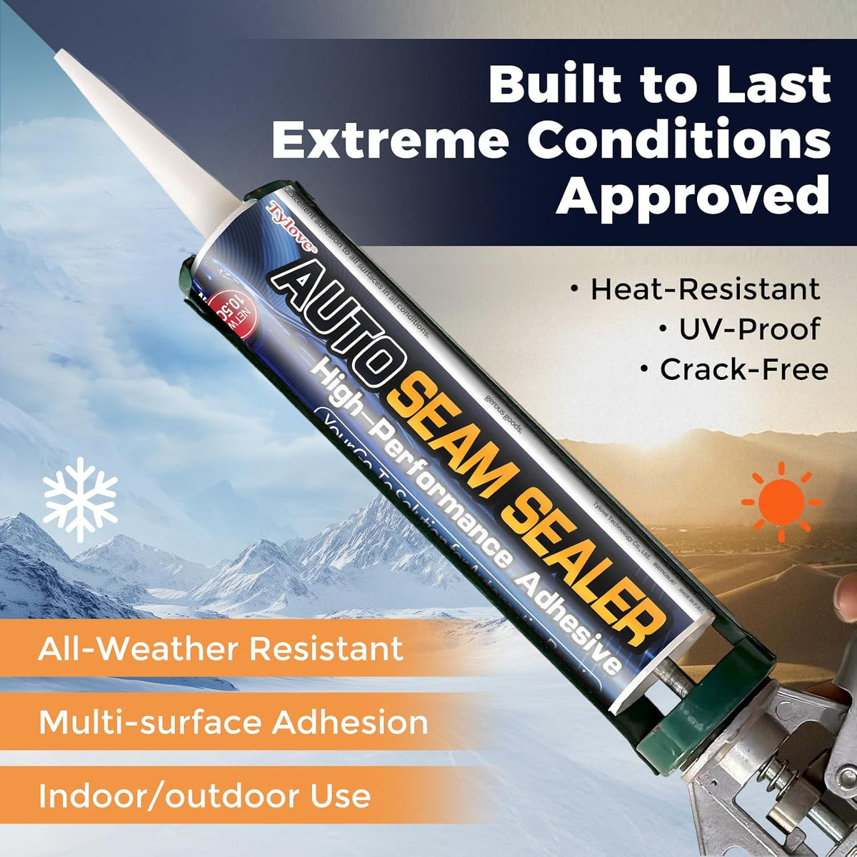 Seam Sealer Automotive-Professional Grade High Strength Waterproof Adhesive for Truck,Marine,Auto Body Repair, Rust & Leak Prevention-Quick Paintable Sealant for Metal,Plastic,RV Roof Sealant White