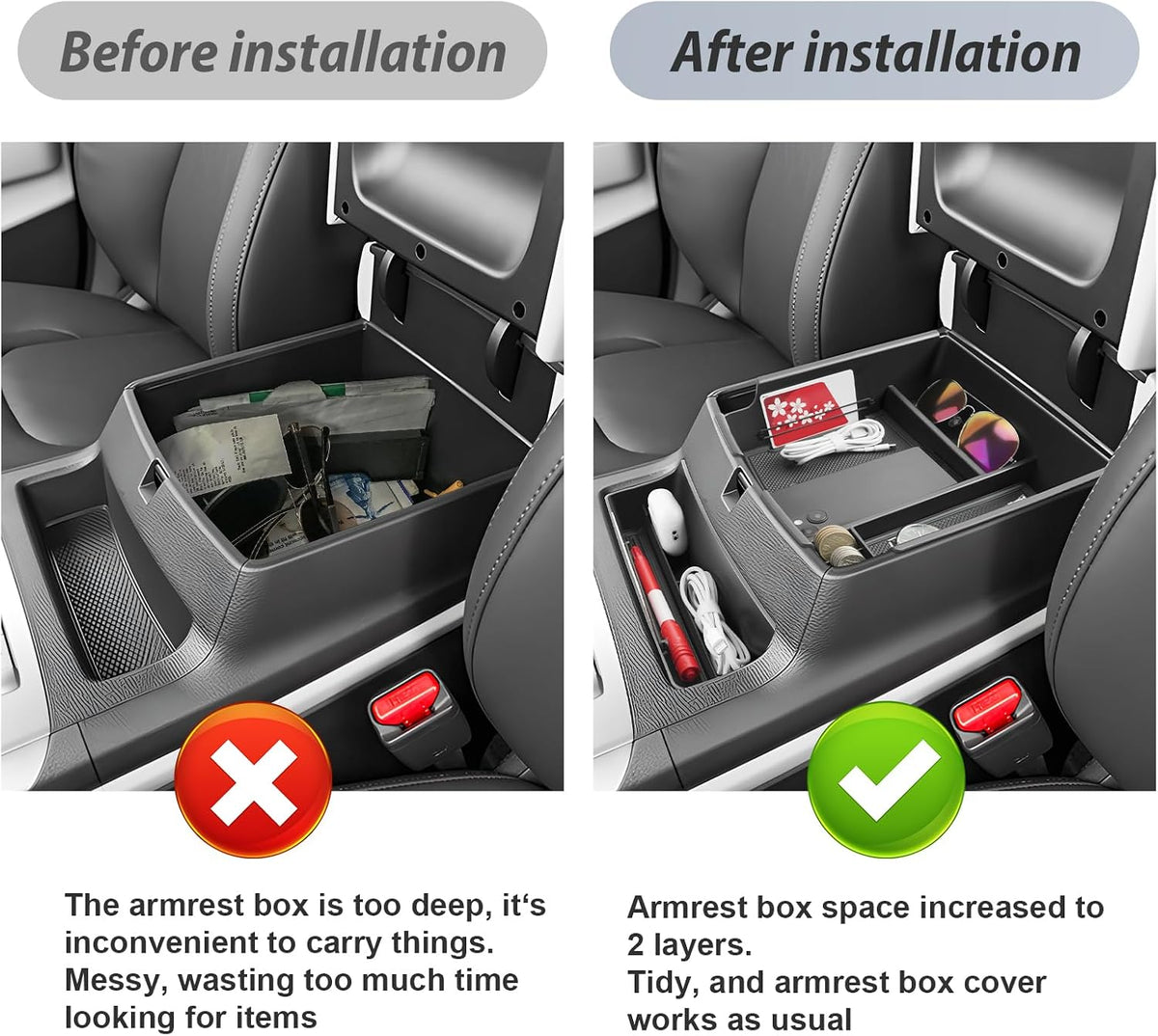 SKTU 2Pack for 2025 2026 2027 Kia Carnival Center Console Organizer for 2025 2026 2027 Kia Carnival Console Tray & Front Tray Kia Carnival 2025 2026 2027 Accessories ABS Insert Glove Pallet Organizer