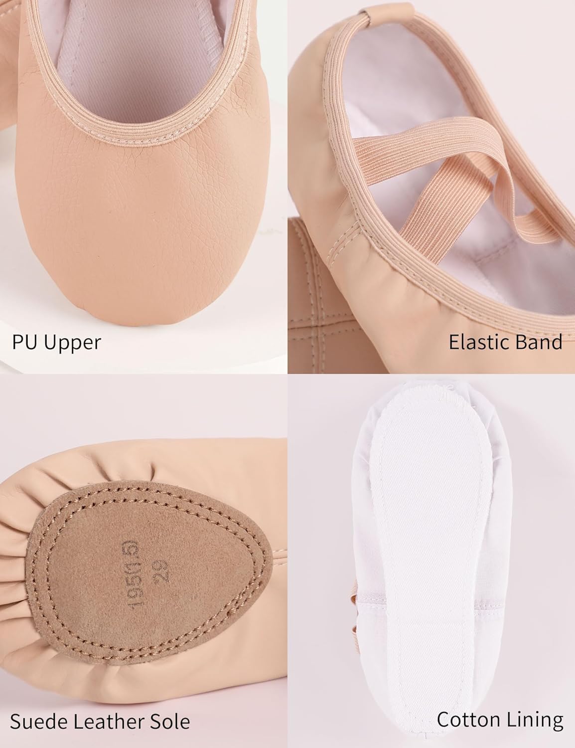 Phoeswan Ballet Shoes - PU Leather Dance Slippers for Girls | Toddler to Big Kid Sizes