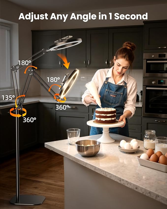 Ring Light with Stand Tripod for iPhone – Upgrade 1800 Lumens 10” Overhead