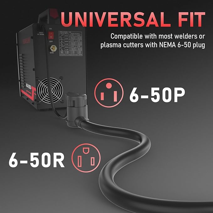 YESWELDER 15ft 250 Volt Welder Extension Cord 8 AWG Power Extension for Welding Machines， NEMA 6-50P to 6-50R