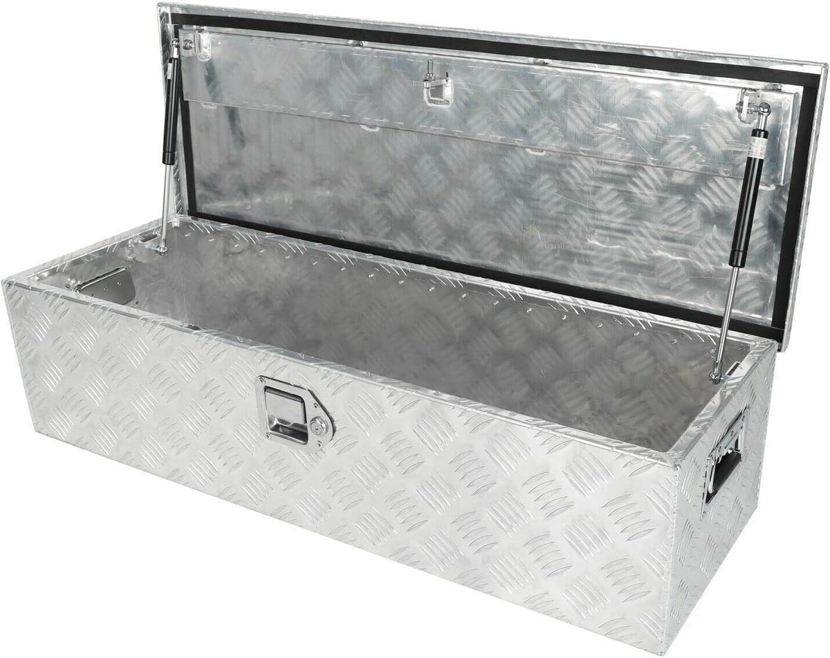 39"x13"x10" Inch Chrome Aluminum Pickup Truck Trunk Bed Tool Box Trailer Storage Silver Toolbox with lock