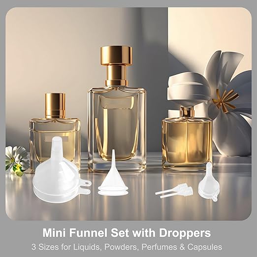 9Pcs Small Funnel with 2Pcs Droppers Set Tiny Mini Funnels for Kitchen Bottles Pet Souvenirs Essential Oils Filling Bottle Openings Convenient Powder and Water Transfer for Daily Use