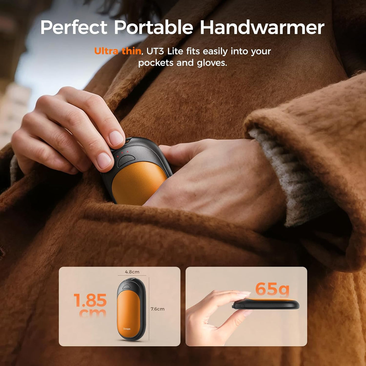 OCOOPA Rechargeable Magnetic Hand Warmers - 2 Pack with 3 Heat Settings, Pocket-Sized, Lasts Up to 8 Hours | Ideal for Outdoor Activities and Gifts