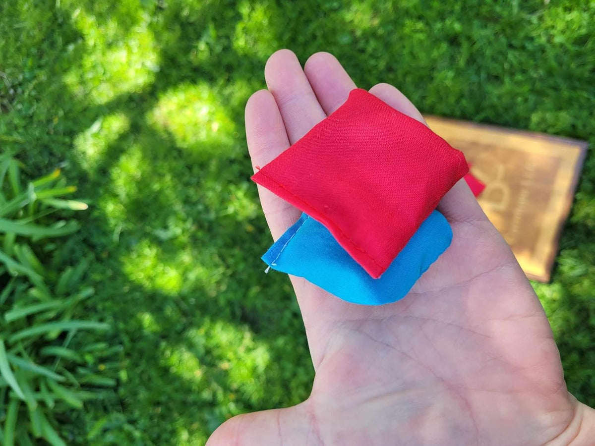 Skiennix Mini Cornhole Bags - All-Weather 2-Inch Bright Blue and Red Set