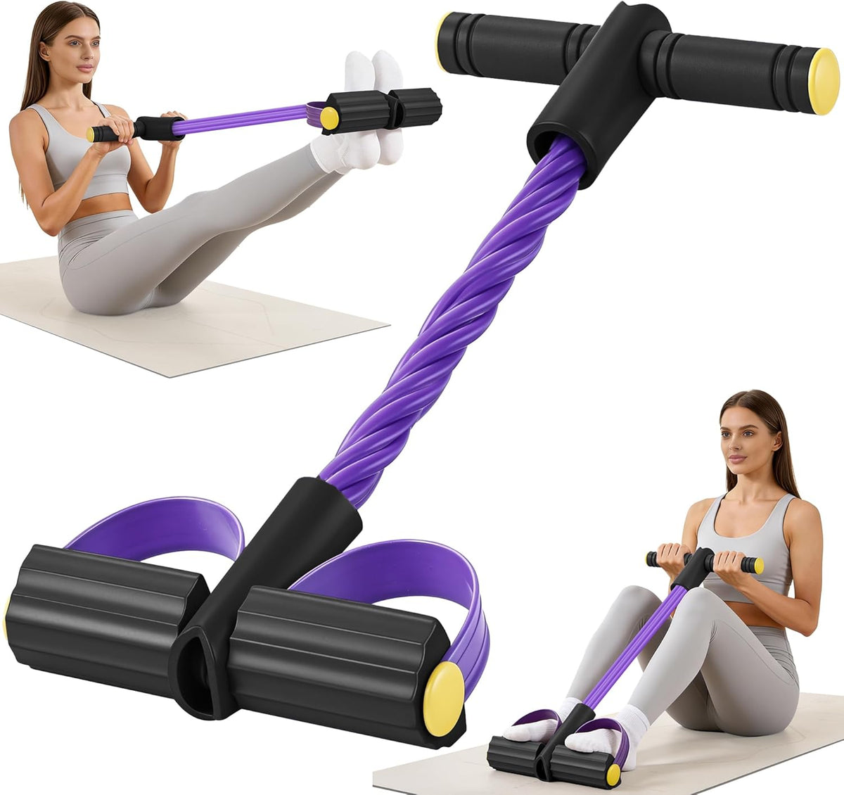Skiennix Upgraded Pedal Resistance Band - Durable Exercise Tool with 6 Tension Ropes for Core & Arms