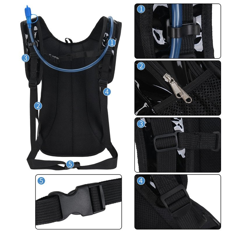 Roptat Hydration Backpack Pack with 2L Hydration Bladder - Lightweight Water Backpack Water Pouch for Women Men Running Riding Biking Music Festival