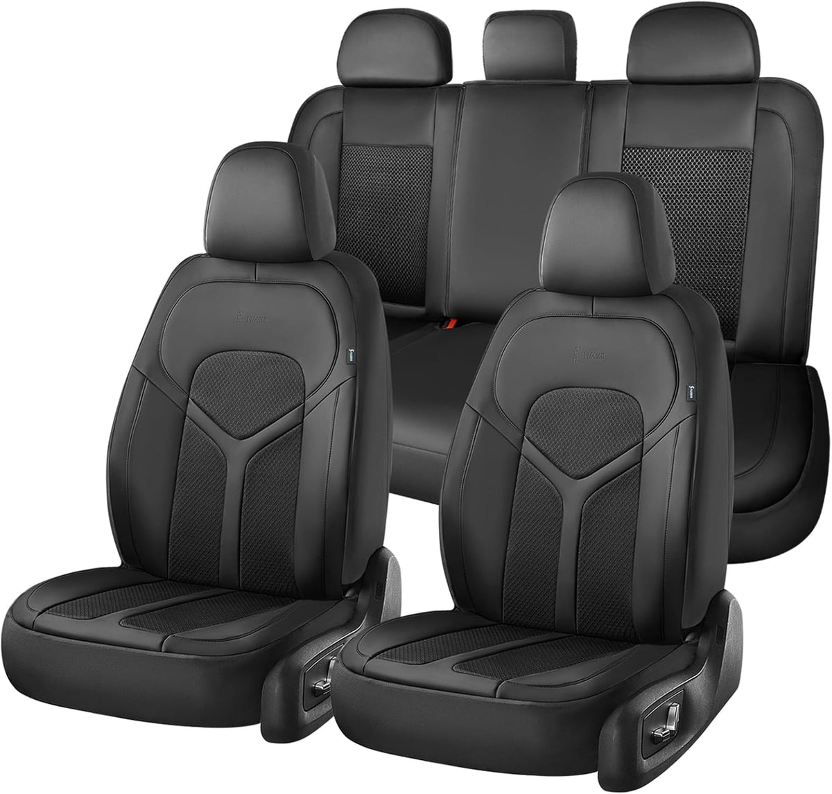 Seat Covers, Car Seat Covers Full Set, Black&Brown Seat Covers for Cars 5 Seats, Breathable Car Seat Protector, Front and Rear Car Seat Cushion, Automotive Seat Covers Universal Fit for Most Cars SUV