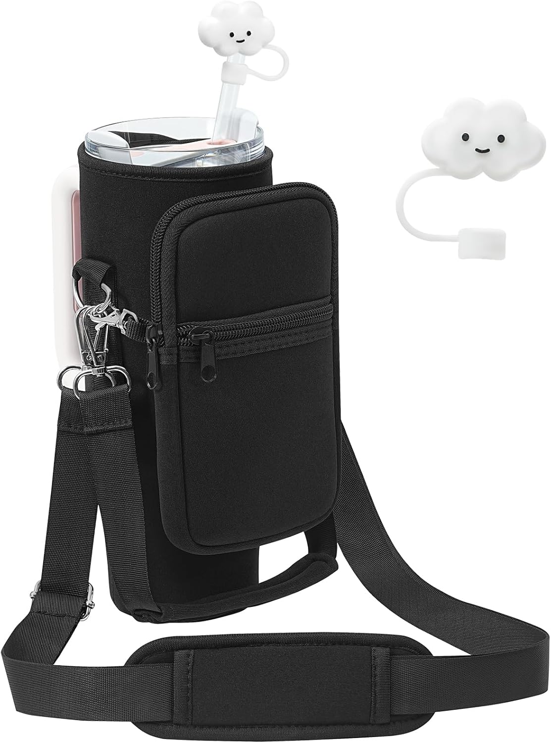 Stanley Water Bottle Carrier Bag - Neoprene Holder with Adjustable 4.9FT Strap & Pouch for 30 oz Tumbler