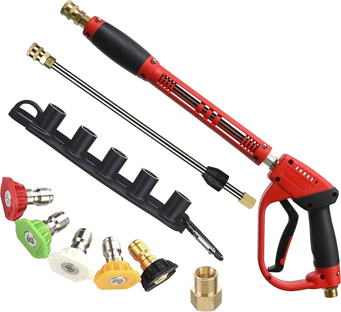 Tool Daily Deluxe Pressure Washer Gun, High Pressure Washer Hose, 25 FT X 1/4 Inch