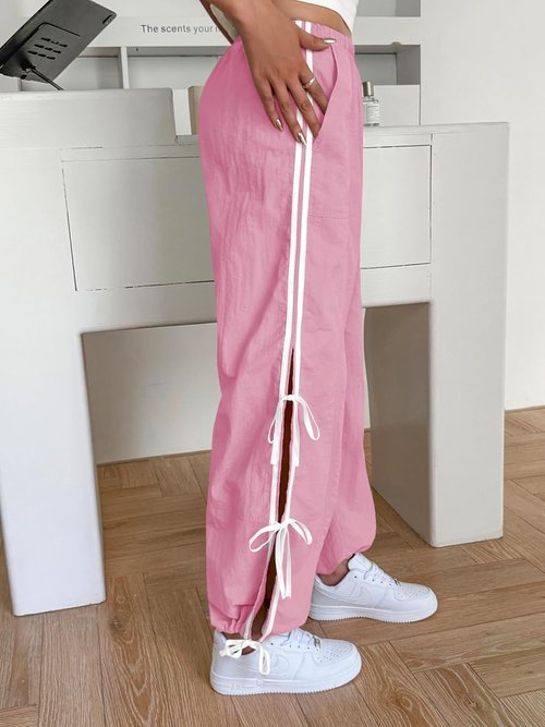 Fisoew Women's Wide Leg Track Pants - Casual Elastic Waist Y2K Baggy Sweatpants with Pockets