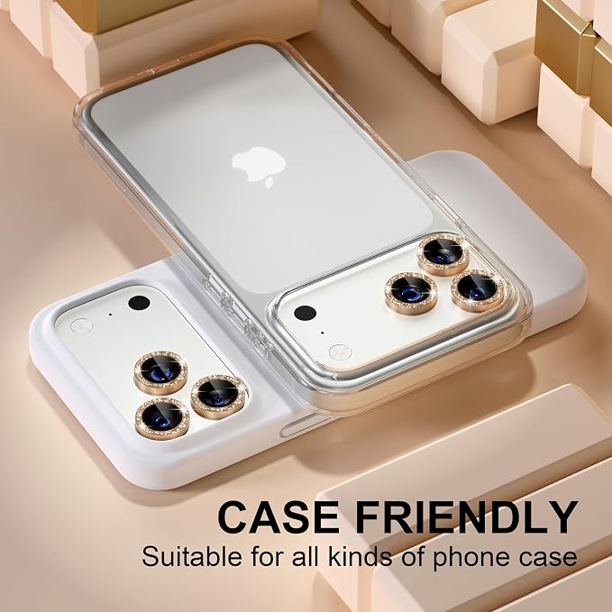 Misea Compatible for iPhone 17 Pro/iPhone 17 Pro Max Camera Lens Protector Bling