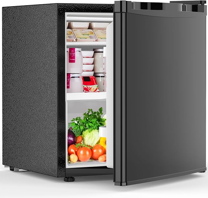 Electactic 1.6 Cu.ft Mini Fridge, Compact Single Reversible Door Refrigerator, Adjustable Thermostat, Ultra Quiet, Energy Efficient for Office, Dorm, Bedroom, Apartment -Black