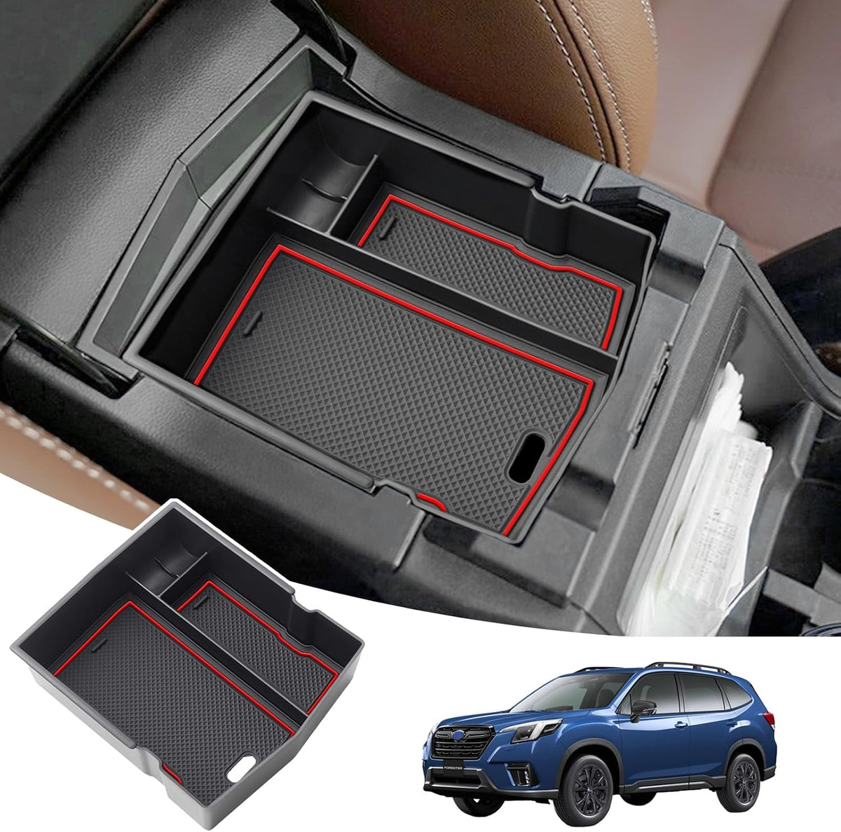 JKCOVER Center Console Organizer Tray For 2019-2024 Subaru Forester