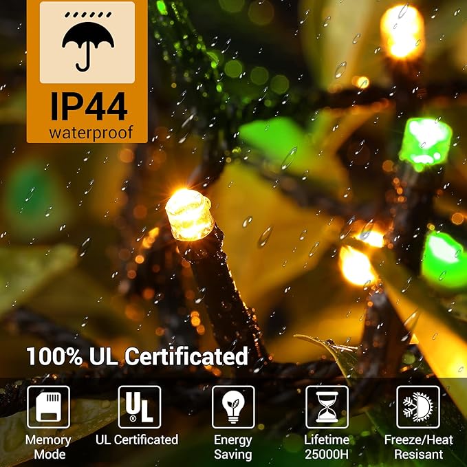 Battery Operated Christmas Lights-132FT 300 LED 8 Modes Outdoor/Indoor Waterproof Fairy Lights, Decorative Light Strings for Wedding Party Bedroom Roof Garden Halloween Thanksgiving Holiday,Multicolor