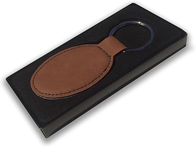 LaserGram Oval Keychain, Palm Trees, Personalized Engraving Included (Dark Brown)
