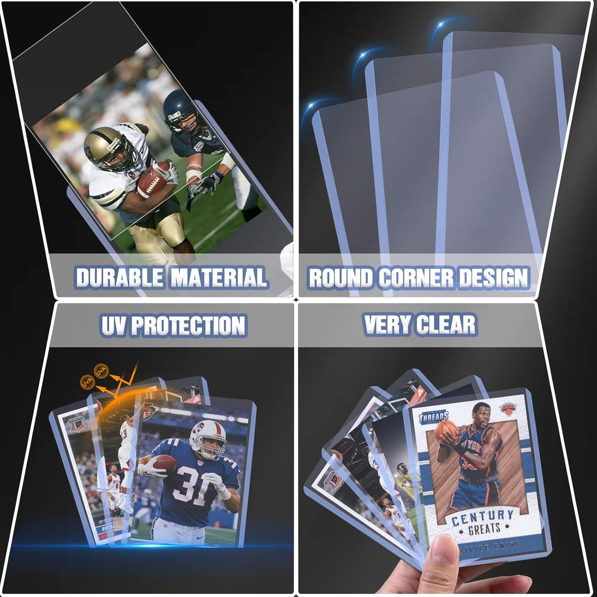 Skiennix 200 Card Sleeves - Premium Hard Plastic Toploaders with 100 Penny Sleeves | 3" x 4" Protectors for Trading Cards