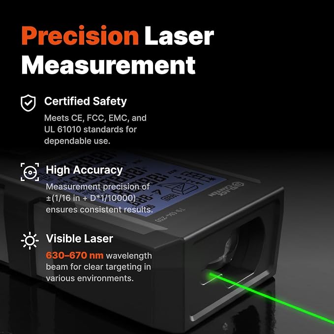 BLACK CANYON Laser Distance Meter, 165/230/330 ft Range