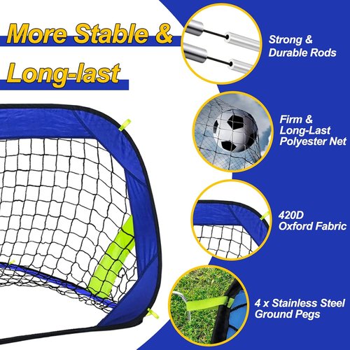 EVERRUSH Pop Up Soccer Goals - Portable & Lightweight Training Nets for Indoor/Outdoor Use | Includes Carry Bag