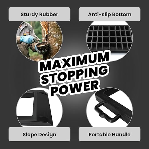 Rubber Heavy Duty Pallet Jack Rubber Wheel Chock 2 Pack, Premium Pallet Jack Stopper for Truck 14.2" Length x 11.2" Width x 2" Height (Black, 2 Packs)